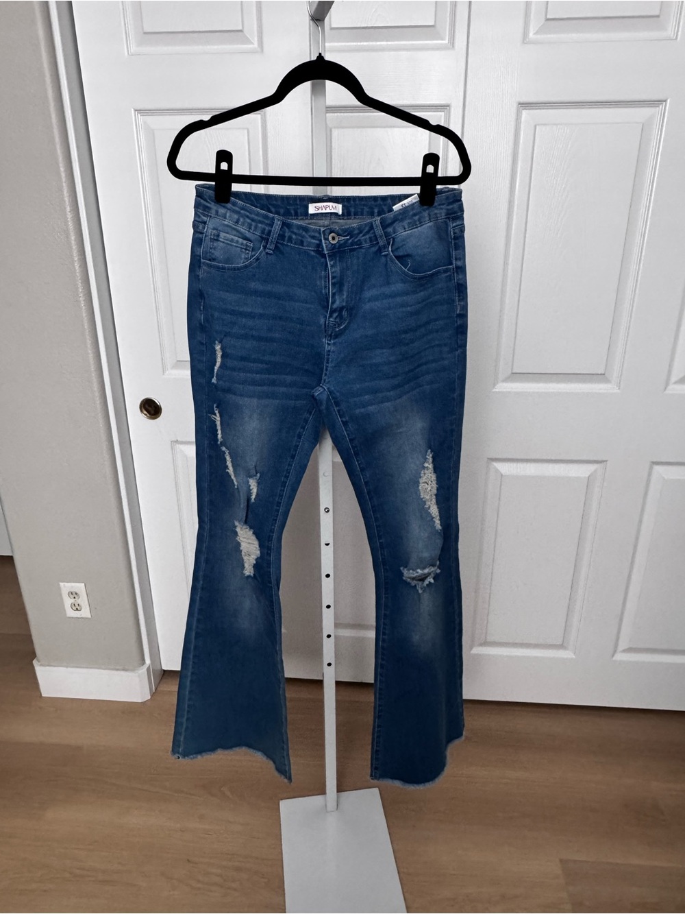 Spoiled Distressed Blue Flared Jeans